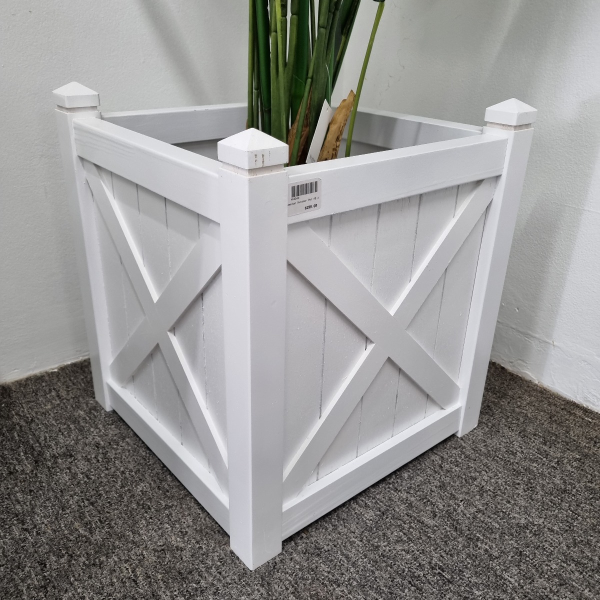 "Hampton Planter Box" Timber Outdoor Planter Pot White, 40cm x 40cm x 45cmH - Image 4