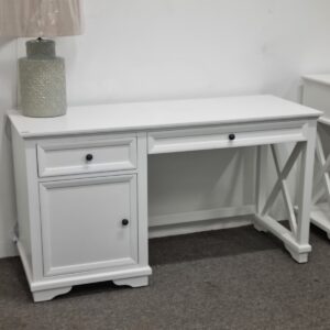 "Emily" Hamptons Style Timber Home Office Study Desk White, 140cmL x 55cmD x 75cmH