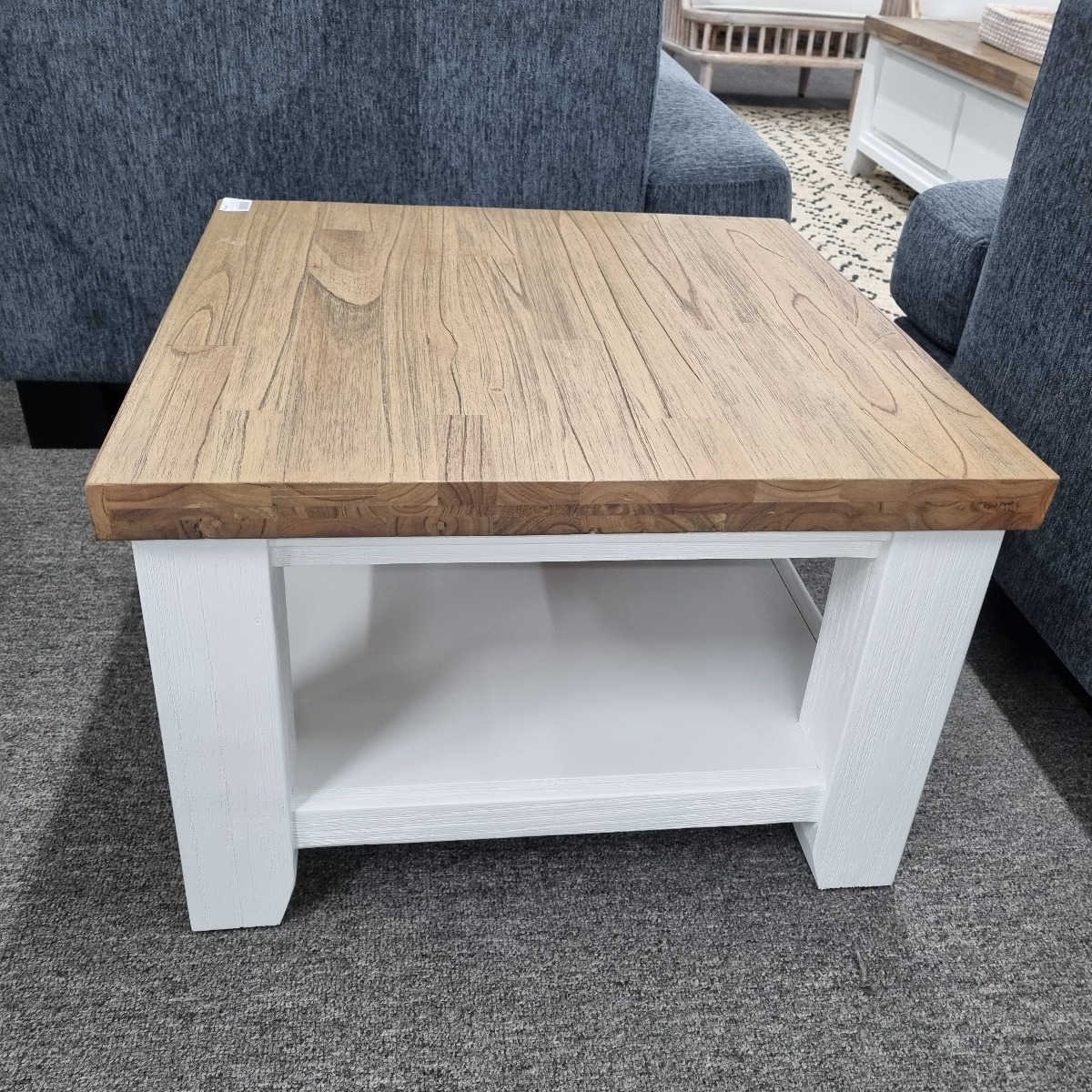 40% OFF 2ND ITEM "Jefferson" Hamptons Style Timber Square Lamp Table Two Tone, 60cmL x 60cmD x 40cmH - Image 3