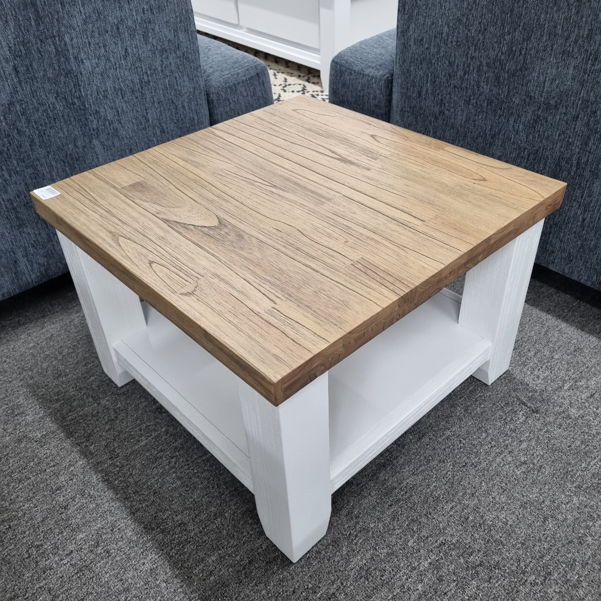 40% OFF 2ND ITEM "Jefferson" Hamptons Style Timber Square Lamp Table Two Tone, 60cmL x 60cmD x 40cmH - Image 2