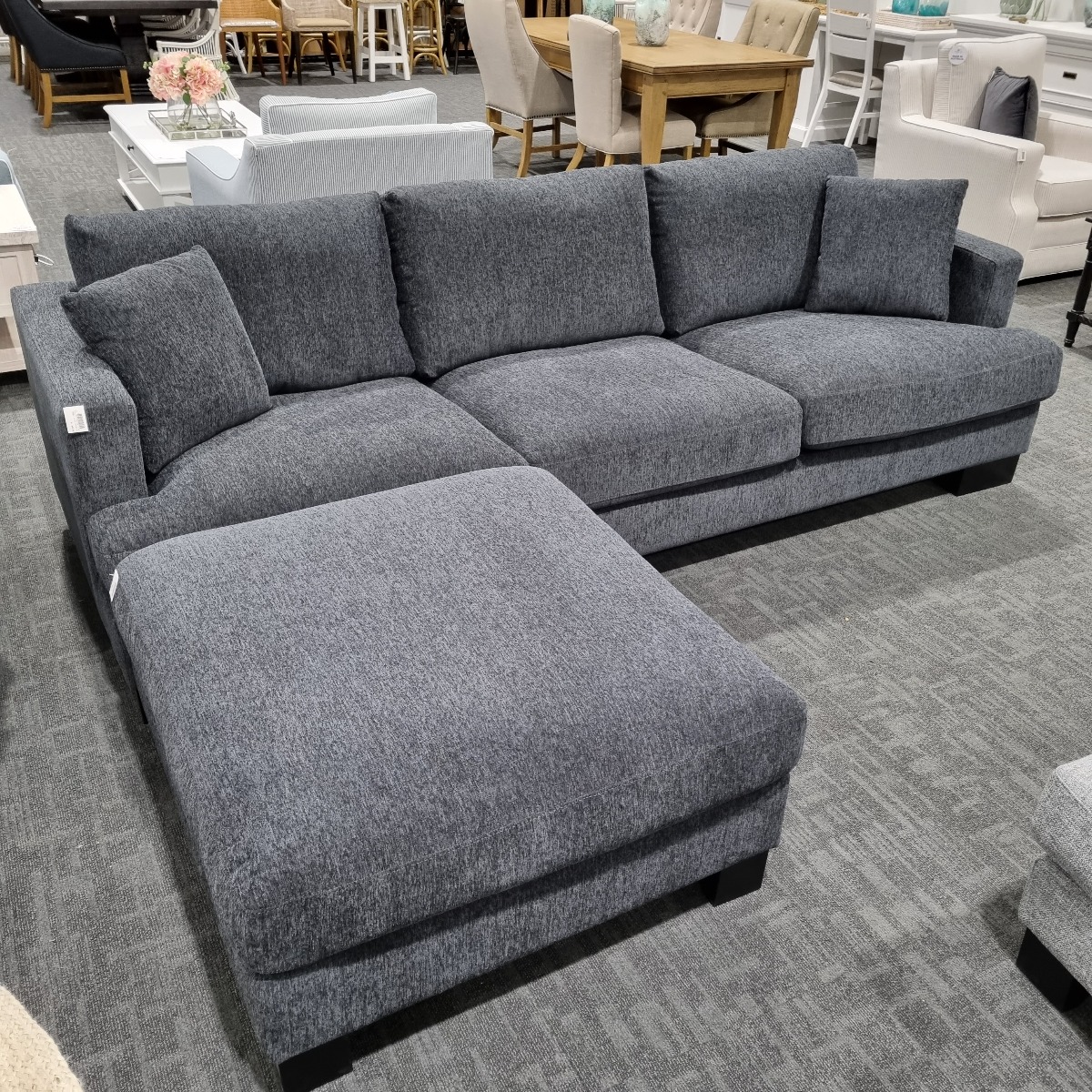 FLOORSTOCK CLEARANCE SALE "Oasis" Luxury Feather Wrapped Foam Upholstered Fabric 3.5 Seater Lounge, Superior Comfort (RRP $2499) - Image 2