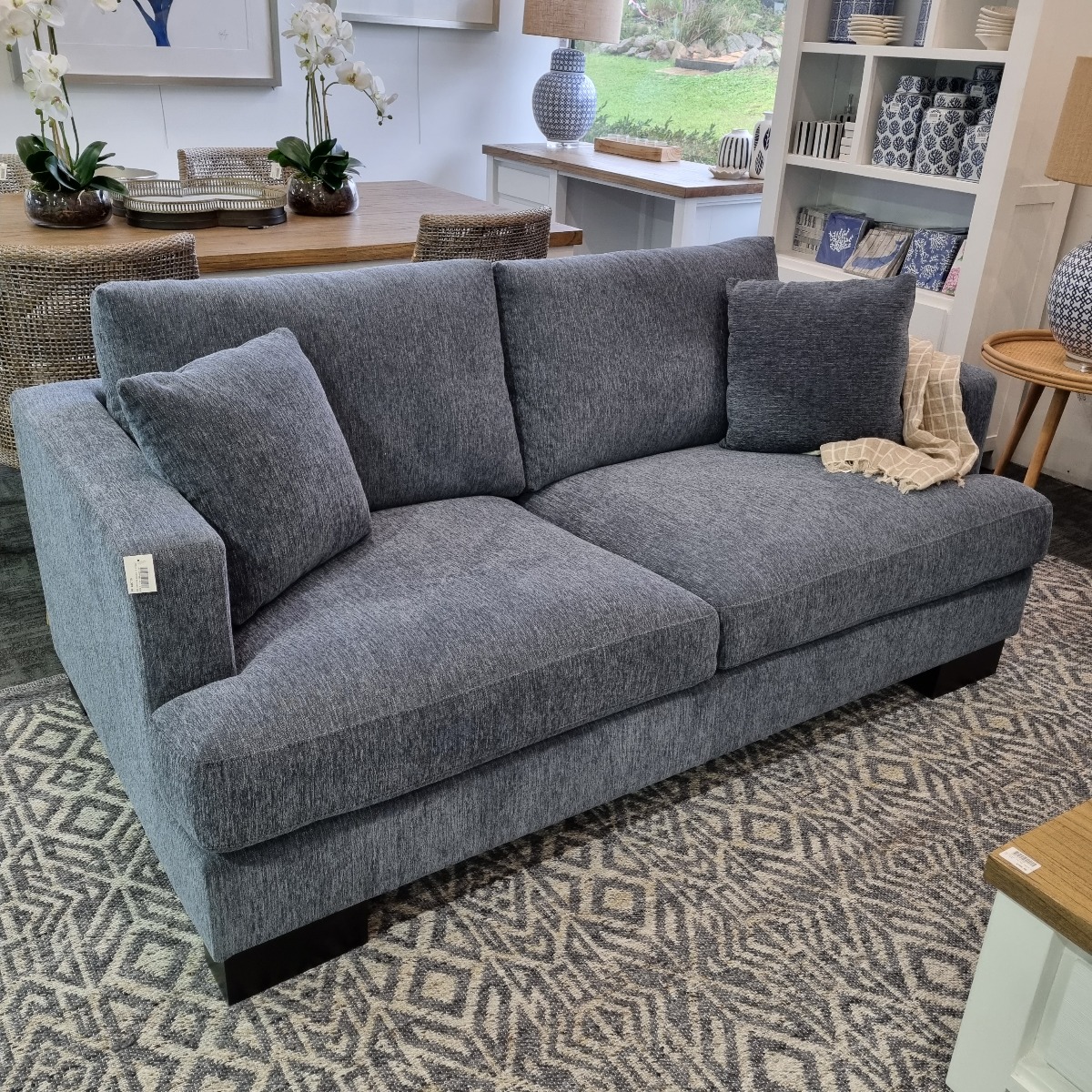 FLOORSTOCK CLEARANCE SALE "Oasis" Luxury Feather Wrapped Foam Fabric 2 Seater Lounge, Superior Comfort (RRP $1499)