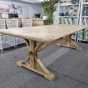 "Santiago" Hamptons Style Dining Table Recycled Elm Natural, 250cm x 105cm x 76cmH