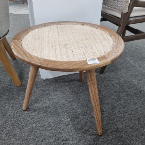 "Mauritius" British Colonial Style Alfresco Rattan Side Table, Whitewash