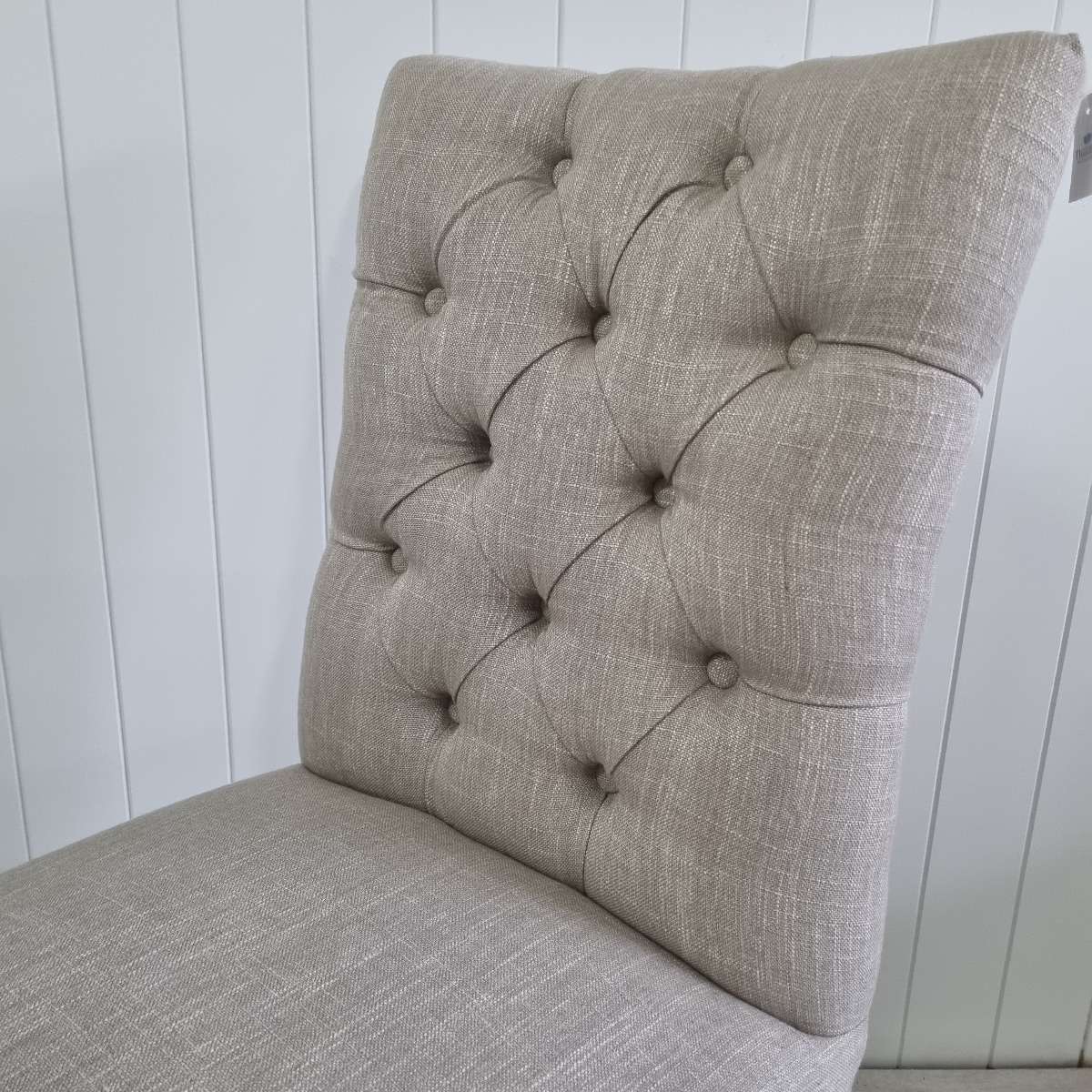 "Chloe" Hamptons Style Dining Chair Fabric Cushioned Seat and Back, Linen with Natural Timber Legs (RRP $449) - Image 4
