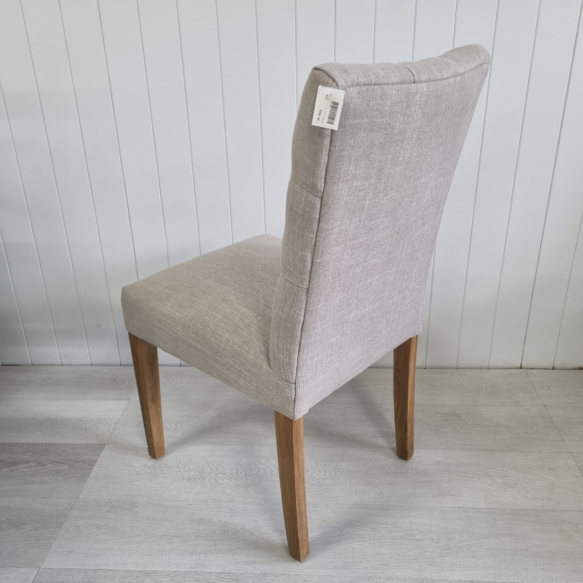 "Chloe" Hamptons Style Dining Chair Fabric Cushioned Seat and Back, Linen with Natural Timber Legs (RRP $449) - Image 3