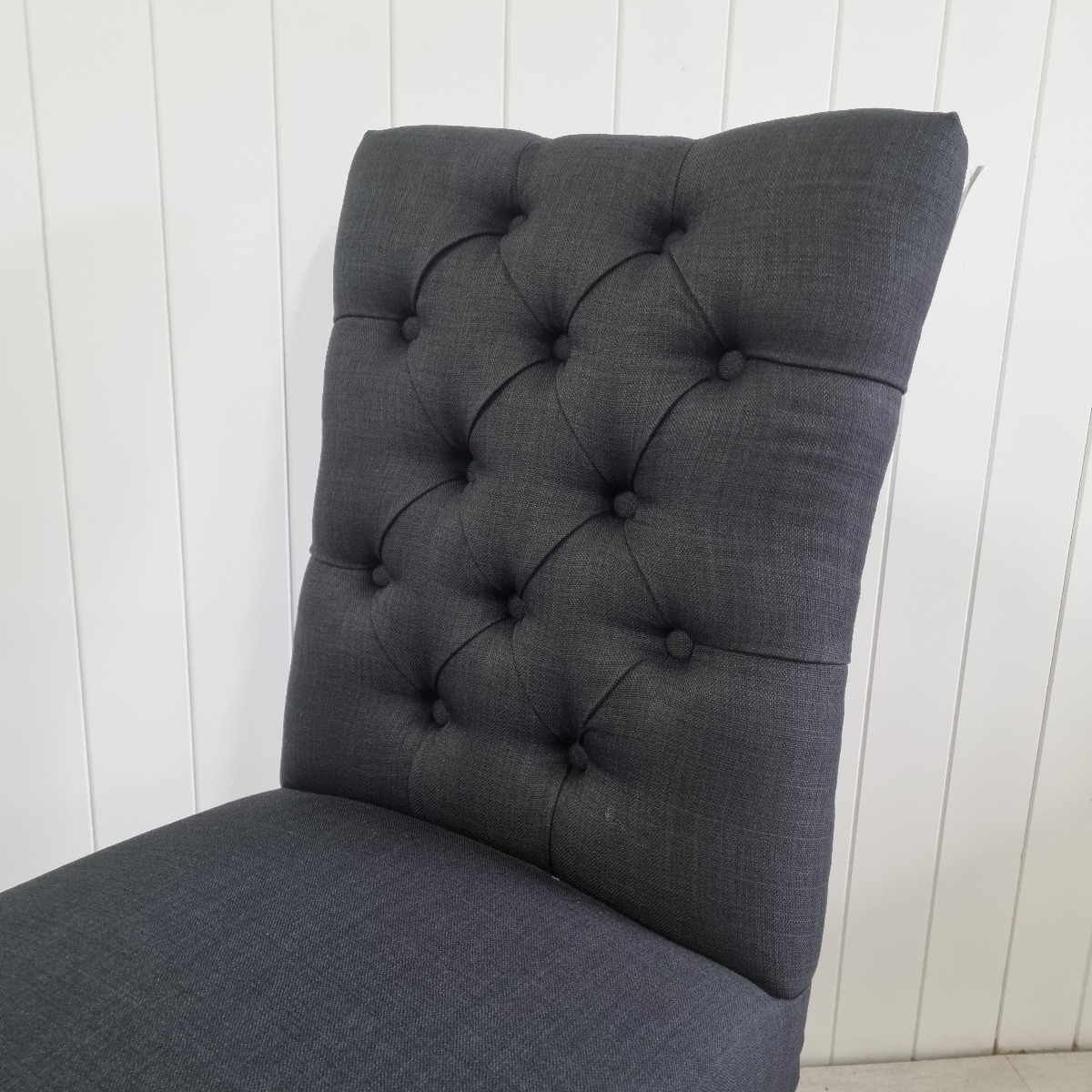 "Chloe" Hamptons Style Dining Chair Fabric Cushioned Seat and Back, Black with Natural Legs (RRP $449) - Image 4