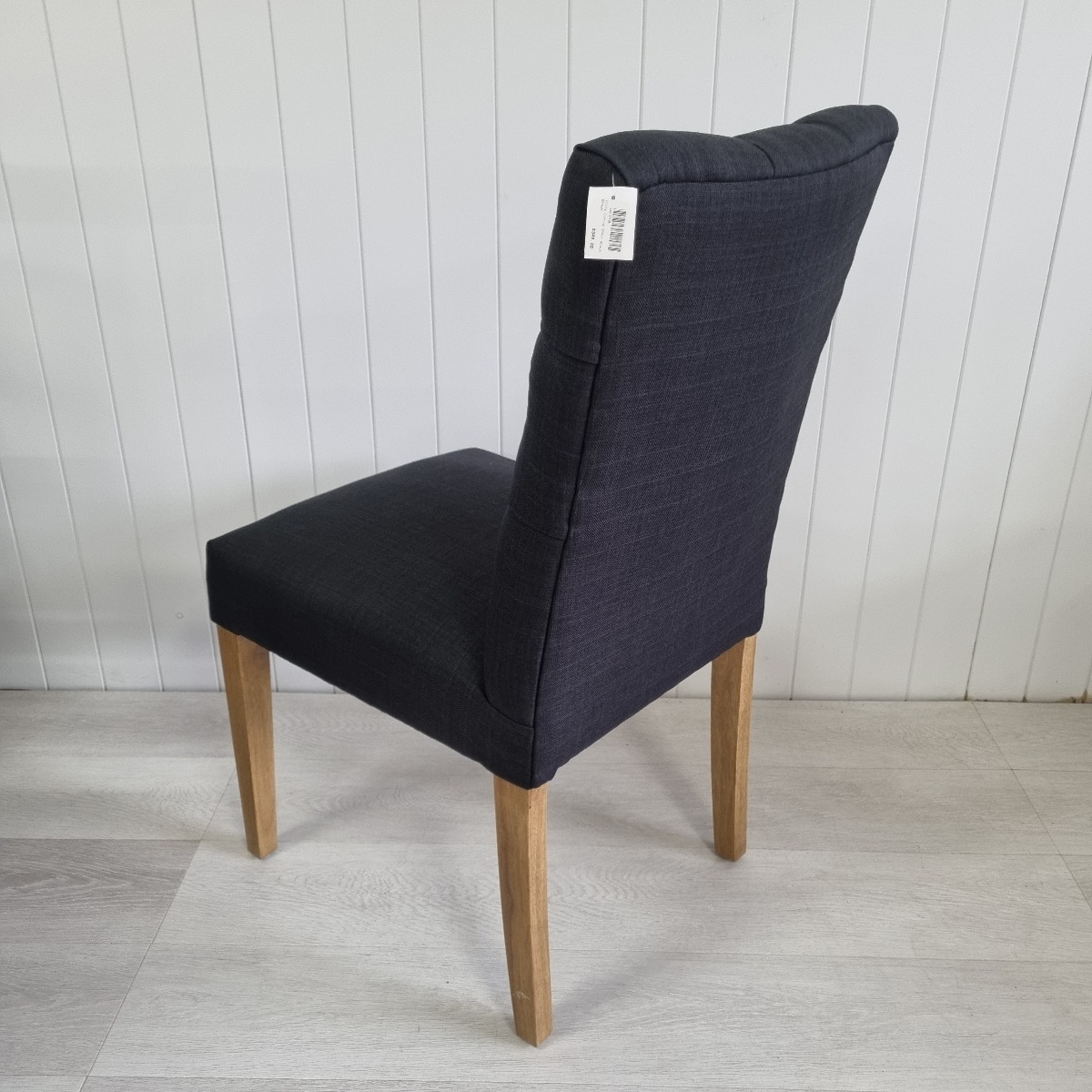 "Chloe" Hamptons Style Dining Chair Fabric Cushioned Seat and Back, Black with Natural Legs (RRP $449) - Image 3