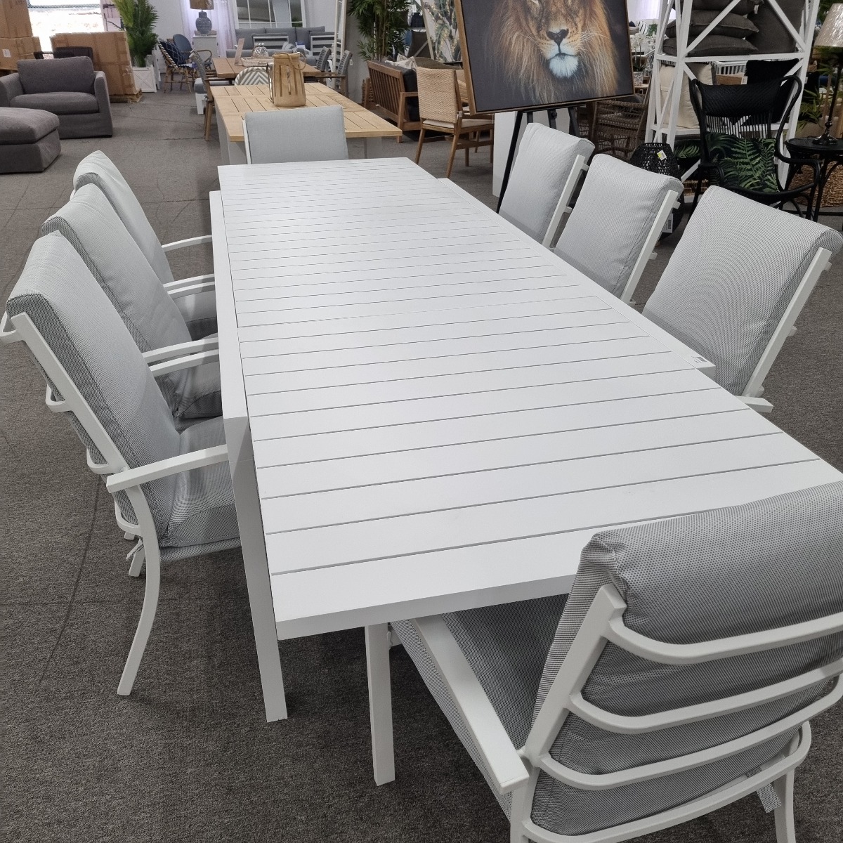 "Santorini" Resort Style Outdoor White Aluminium Extension Dining Table Package & 8 High Back Chairs (RRP $4499) - Image 2