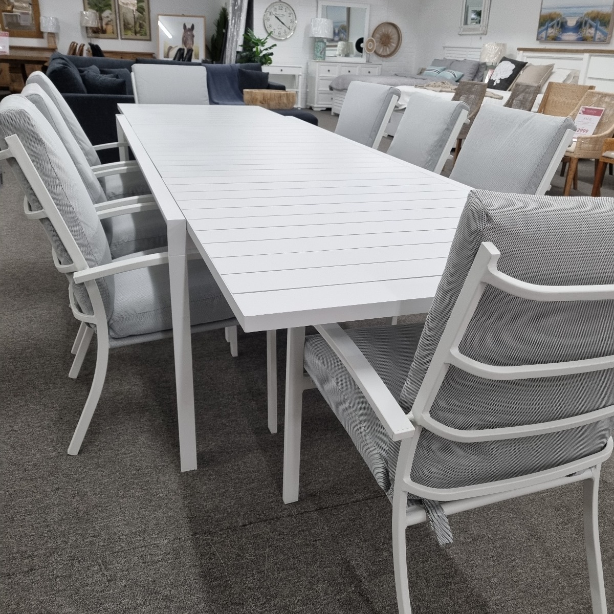 "Santorini" Resort Style Outdoor White Aluminium Extension Dining Table Package & 8 High Back Chairs (RRP $4499) - Image 5