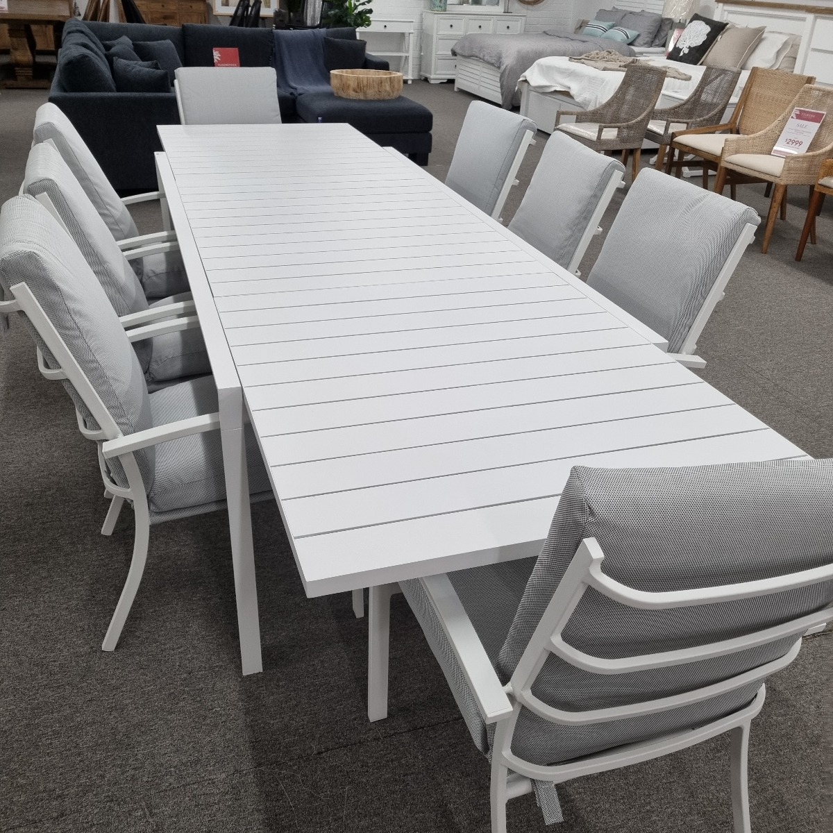 "Santorini" Resort Style Outdoor White Aluminium Extension Dining Table Package & 8 High Back Chairs (RRP $4499) - Image 3
