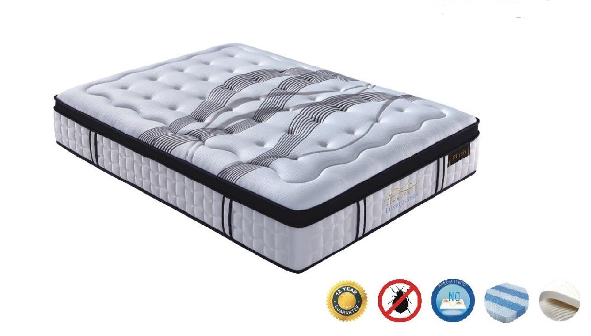 "Luxury" Latex Plush Knitted Fabric Natural Latex Mattress Superior Comfort, Queen Size