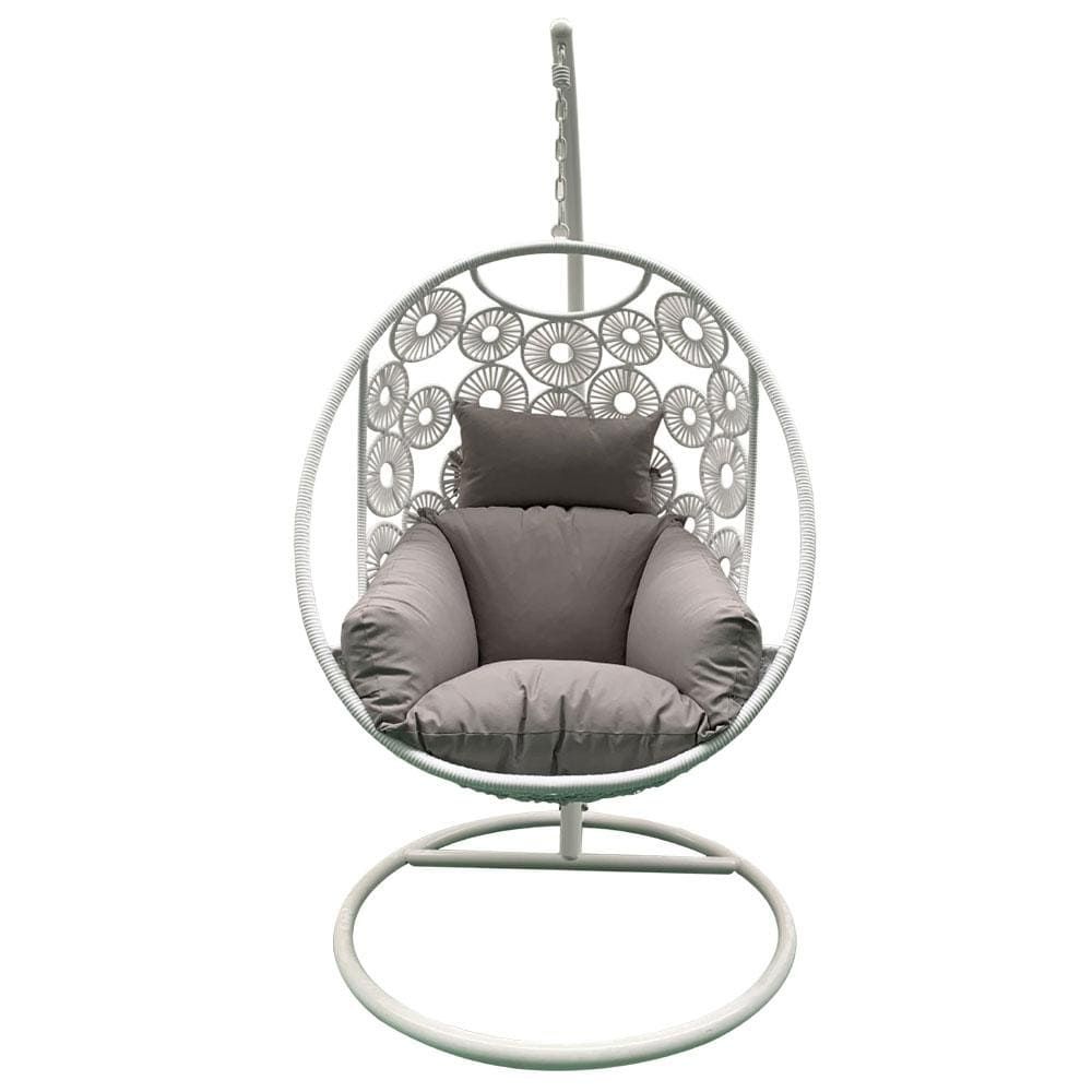 Resort Style Hanging Egg Chair White with Stand - Image 2