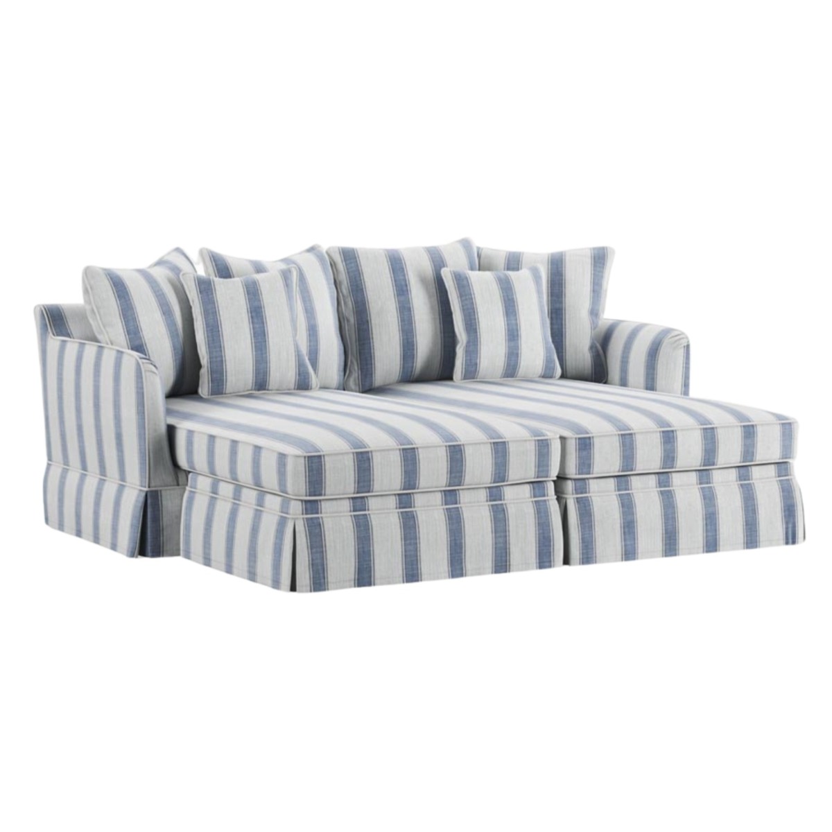 Noosa Double Chaise Daybed Blue Sky Stripe, W 180cm D 170cm H 80cm (RRP $3999) - Image 2