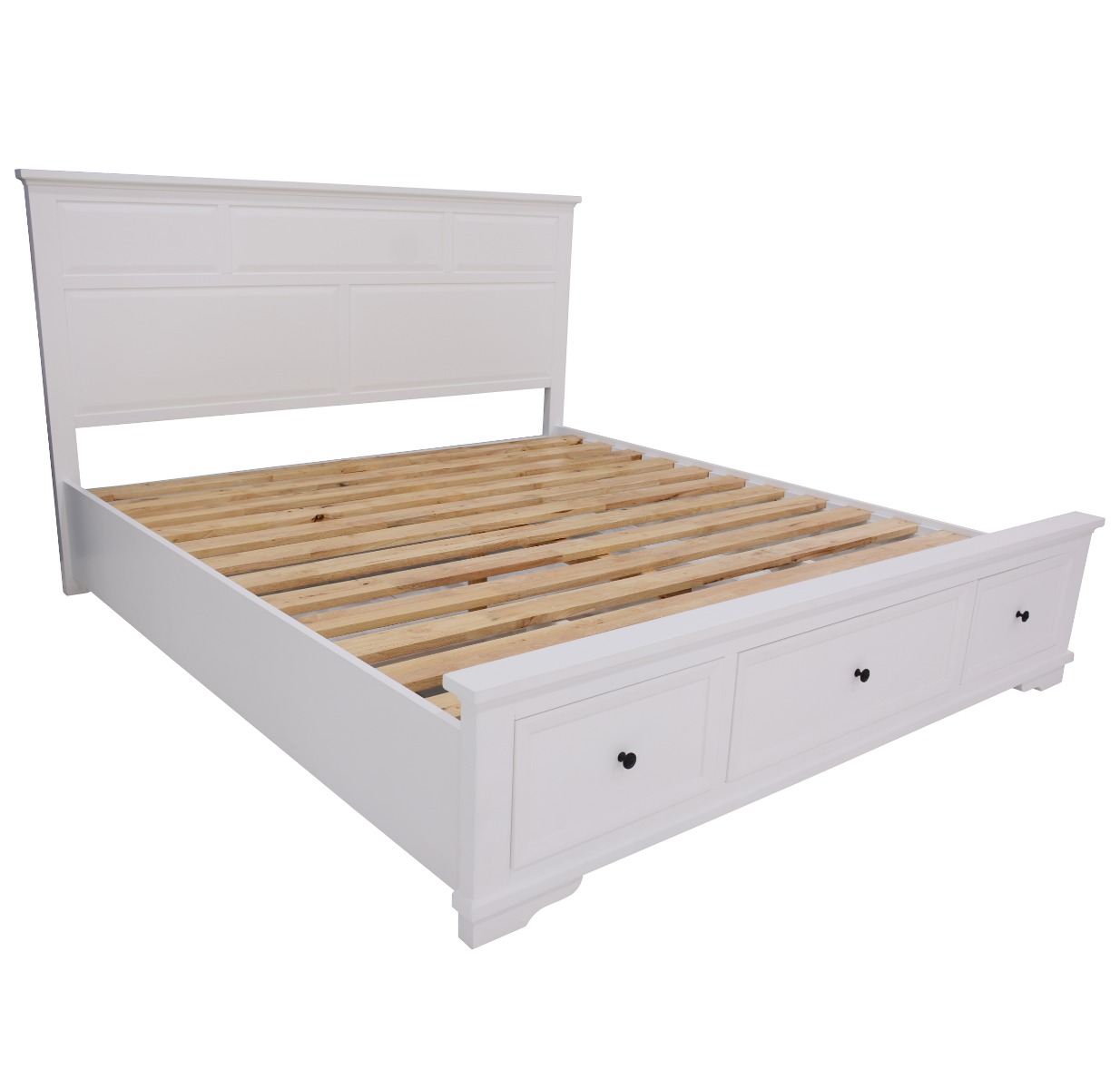 "Emily" Hamptons Style Solid Timber Queen Bed Frame in White, 215cmL x 167cmD x 120cmH (RRP $1999) - Image 2