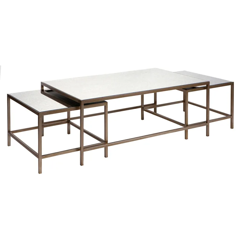 Cocktail Mirrored Nesting Coffee Tables Antique Gold, 112cm W x 71cm D x 46cm H (RRP $2079) - Image 3