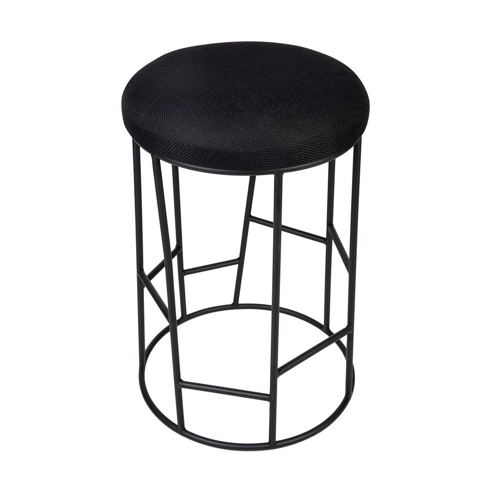 Aiden Black Steel Kitchen Stool Black Linen, 44cm Dia x 65cm H (RRP $385) - Image 3