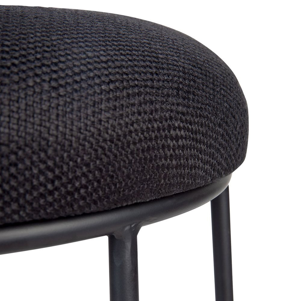 Aiden Black Steel Kitchen Stool Black Linen, 44cm Dia x 65cm H (RRP $385) - Image 4