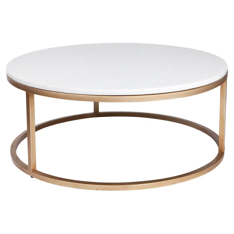 Chloe Stone Nesting Coffee Tables Antique Gold, 95cm Dia x 40cm H (RRP $3905)