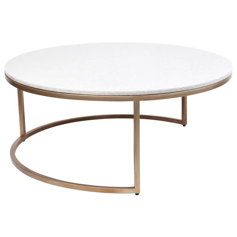 Chloe Stone Nesting Coffee Tables Antique Gold, 95cm Dia x 40cm H (RRP $3905) - Image 6