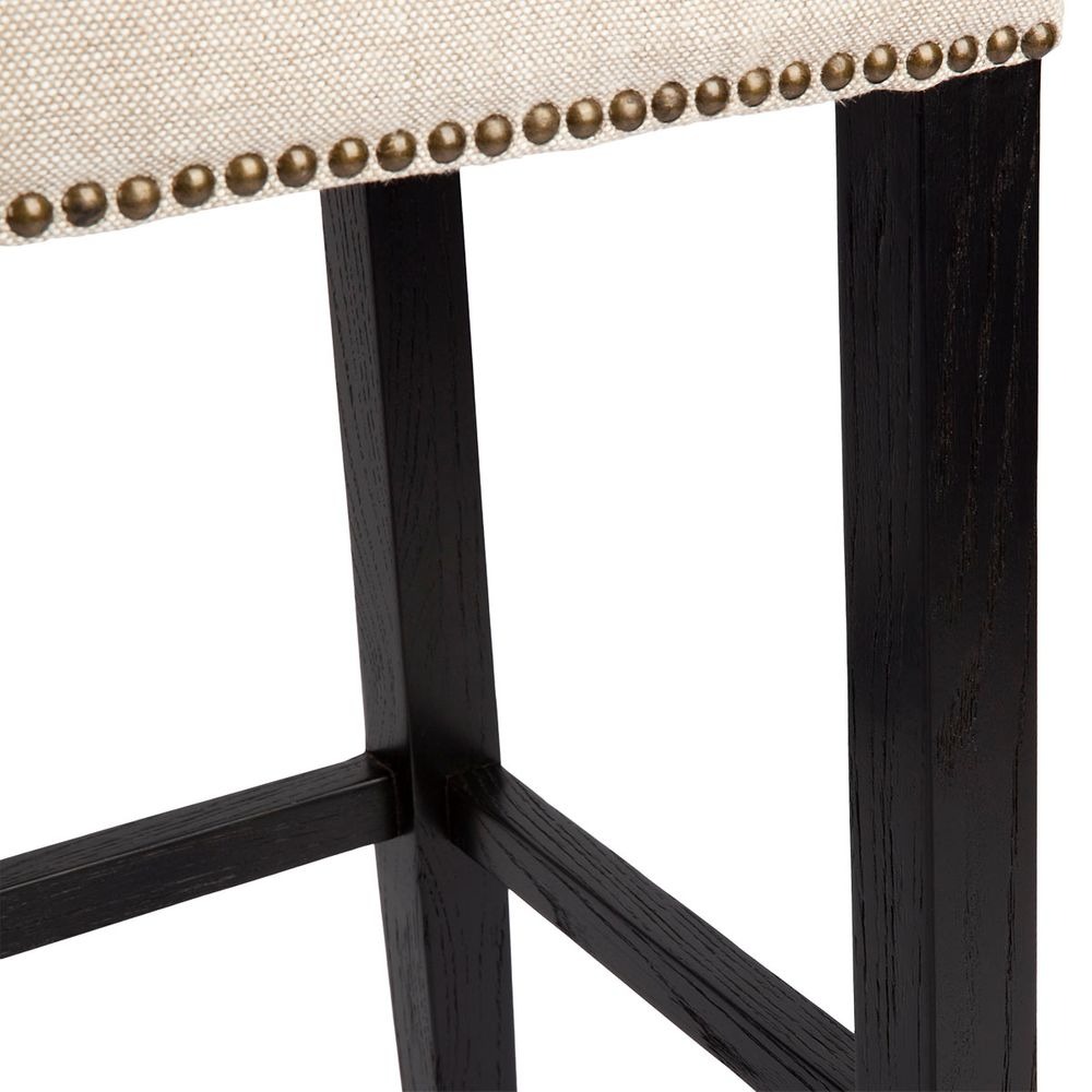Canyon Black Bar Stool Natural Linen, 45cm W x 38cm D x 66.5cm H (RRP $627) - Image 3