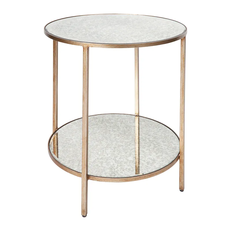 Cocktail Mirrored Side Table Antique Gold, 50cm Dia x 65cm H (RRP $1001) - Image 3