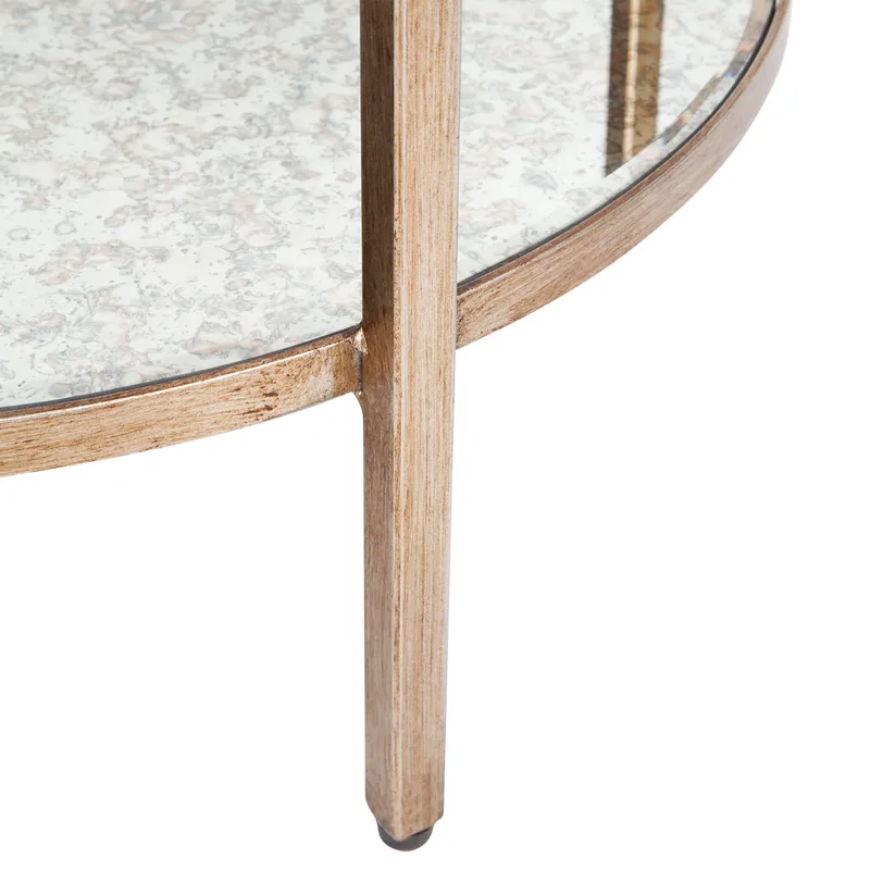 Cocktail Mirrored Side Table Antique Gold, 50cm Dia x 65cm H (RRP $1001) - Image 6
