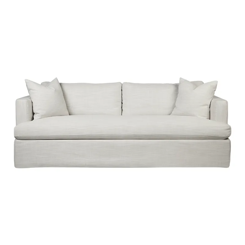 Birkshire 3 Seater Slip Cover Sofa Off White Linen, 220cm W x 96cm D x 90cm H (RRP $4389)