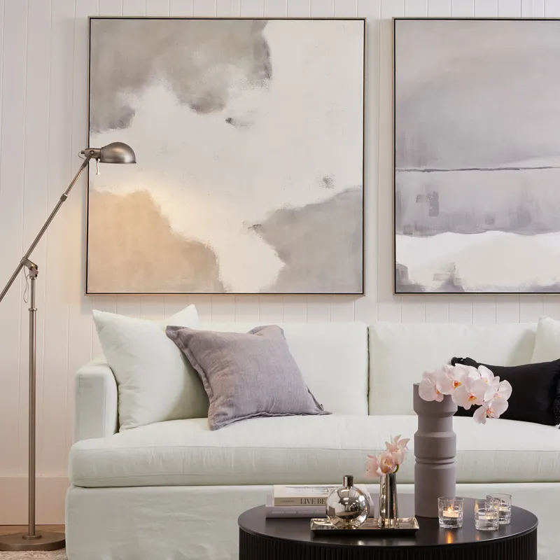 Birkshire 3 Seater Slip Cover Sofa Off White Linen, 220cm W x 96cm D x 90cm H (RRP $4389) - Image 2
