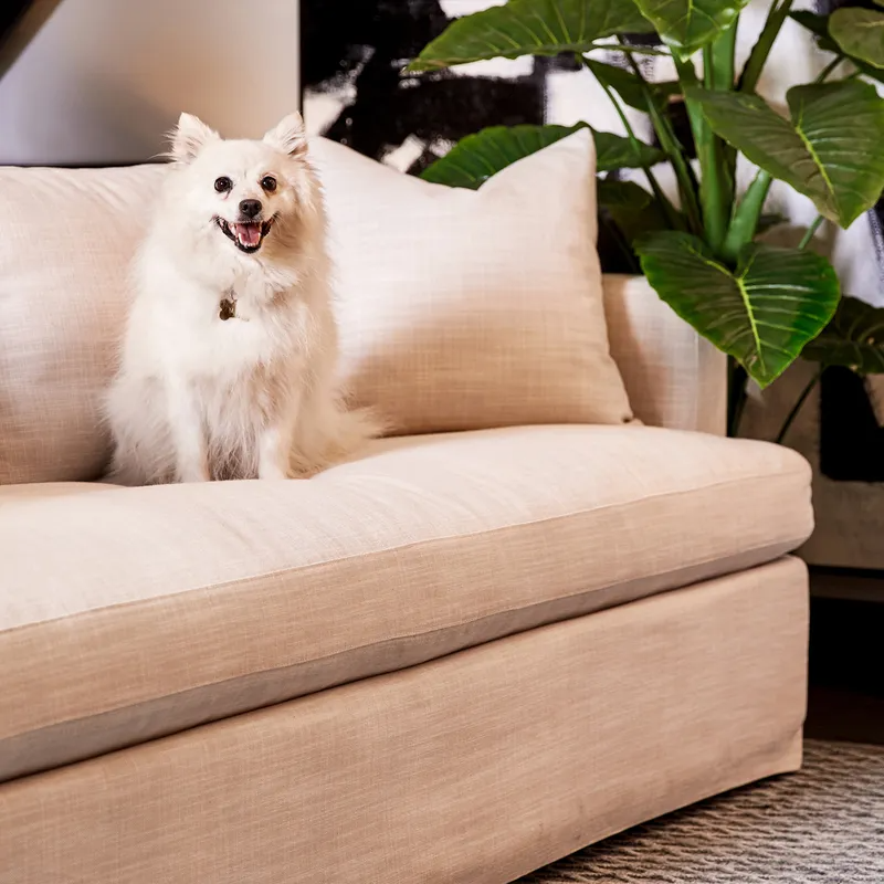 Birkshire 3 Seater Slip Cover Sofa Off White Linen, 220cm W x 96cm D x 90cm H (RRP $4389) - Image 8