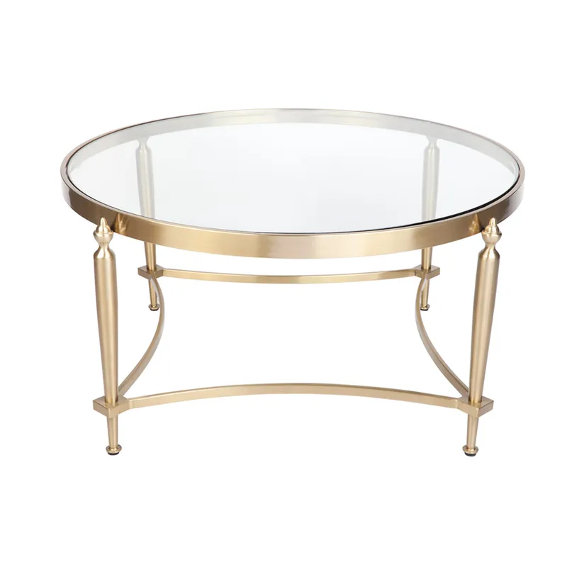 Jak Glass Coffee Table Gold, 97cm Dia x 47cm H (RRP $1859)