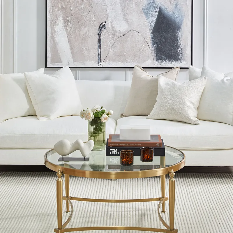 Jak Glass Coffee Table Gold, 97cm Dia x 47cm H (RRP $1859) - Image 2