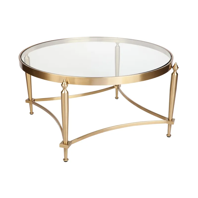 Jak Glass Coffee Table Gold, 97cm Dia x 47cm H (RRP $1859) - Image 3