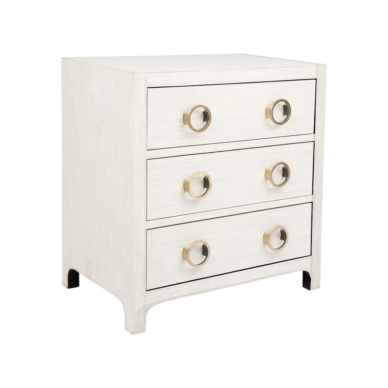 Astley Upholstered Bedside Table Natural, 62cm W x 40cm D x 66cm H (RRP $2167) - Image 3