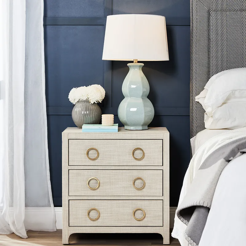 Astley Upholstered Bedside Table Natural, 62cm W x 40cm D x 66cm H (RRP $2167) - Image 4