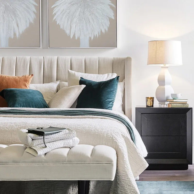Central Park Queen Bedhead Natural Linen, 165cm W x 28cm D x 120cm H (RRP $2145) - Image 2