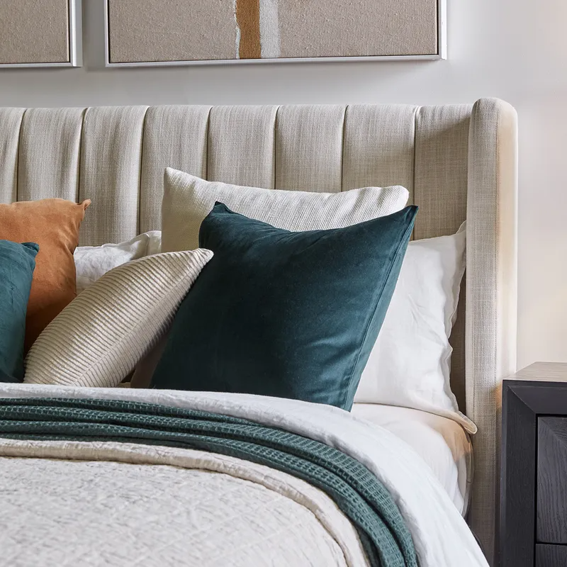 Central Park Queen Bedhead Natural Linen, 165cm W x 28cm D x 120cm H (RRP $2145) - Image 4