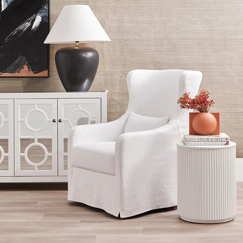 Nomad Round Side Table White, 40cm Dia x 50cm H (RRP $693) - Image 2