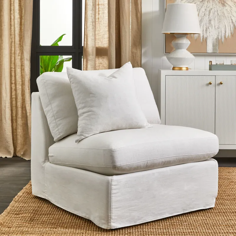 Birkshire Slip Cover Occasional Chair White Linen, 80cm W x 96cm D x 85cm H (RRP $2299) - Image 2