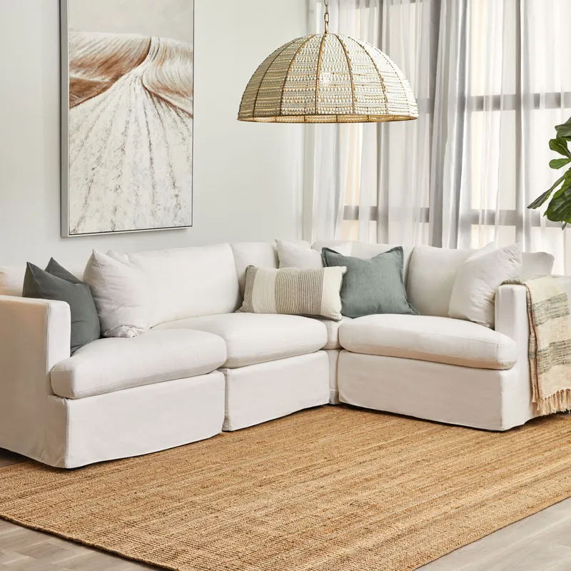 Birkshire Slip Cover Right Arm Facing Seat White Linen, 100cm W x 96cm D x 85cm H (RRP $2541) - Image 2
