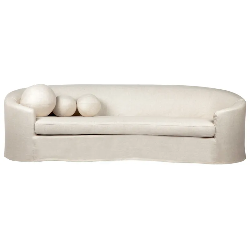 Elle 3 Seater Slip Cover Sofa Natural Linen, 254cm W x 104cm D x 70cm H (RRP $6589)