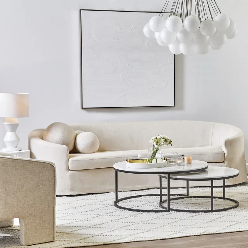 Elle 3 Seater Slip Cover Sofa Natural Linen, 254cm W x 104cm D x 70cm H (RRP $6589) - Image 2