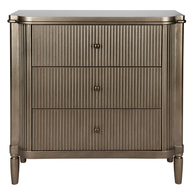 Arielle 3 Drawer Chest Antique Gold, 96cm W x 45cm D x 92cm H (RRP $2499)