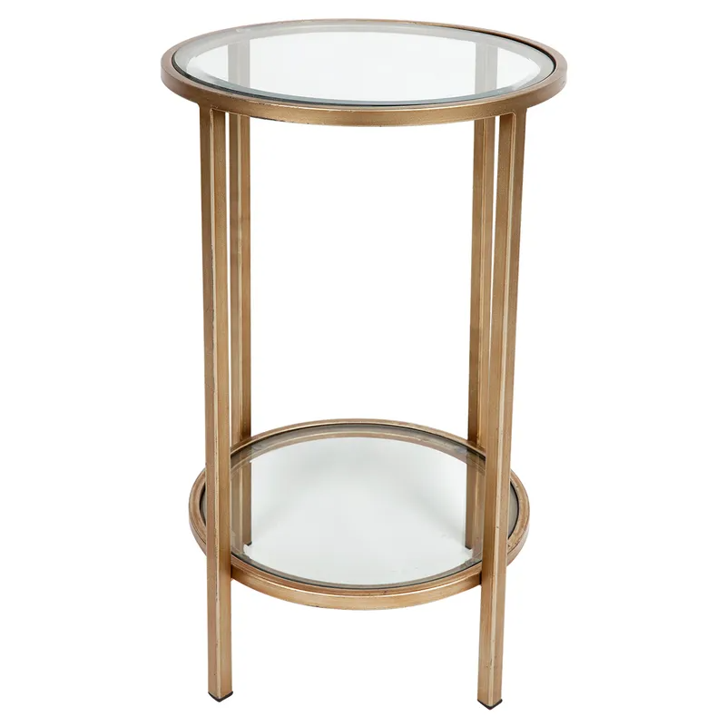 Cocktail Glass Petite Side Table Antique Gold, 35cm Dia x 60cm H (RRP $399)