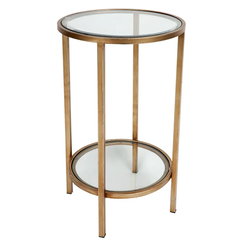 Cocktail Glass Petite Side Table Antique Gold, 35cm Dia x 60cm H (RRP $399) - Image 3