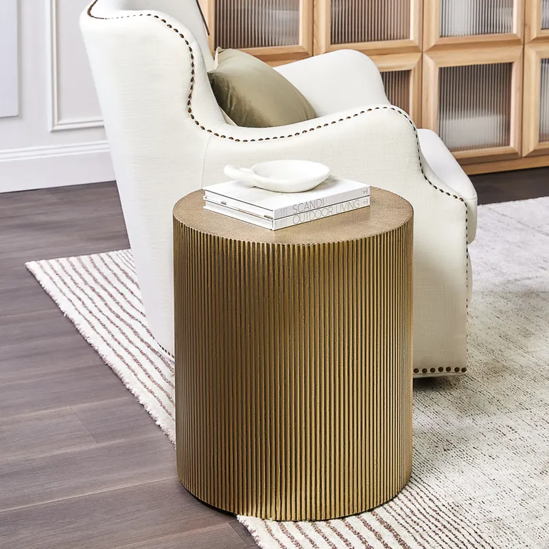 Chadwick Side Table Brass, 45cm Dia x 50cm H (RRP $1265) - Image 5