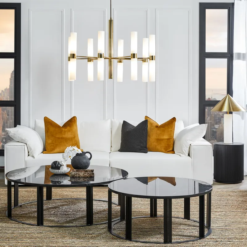 Bowie Marble Coffee Table Medium Black, 90cm Dia x 38cm H (RRP $2409) - Image 2