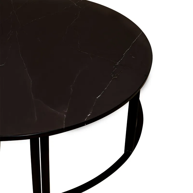 Bowie Marble Coffee Table Medium Black, 90cm Dia x 38cm H (RRP $2409) - Image 7