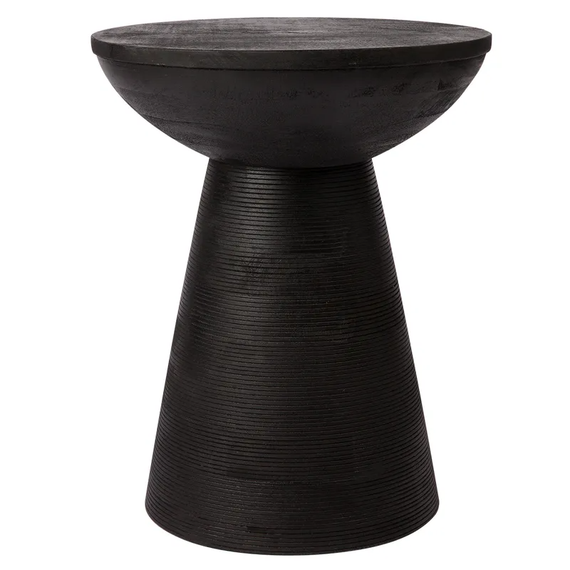Cayman Mango Wood Side Table Black, 37.5cm Dia x 46cm H (RRP $847)