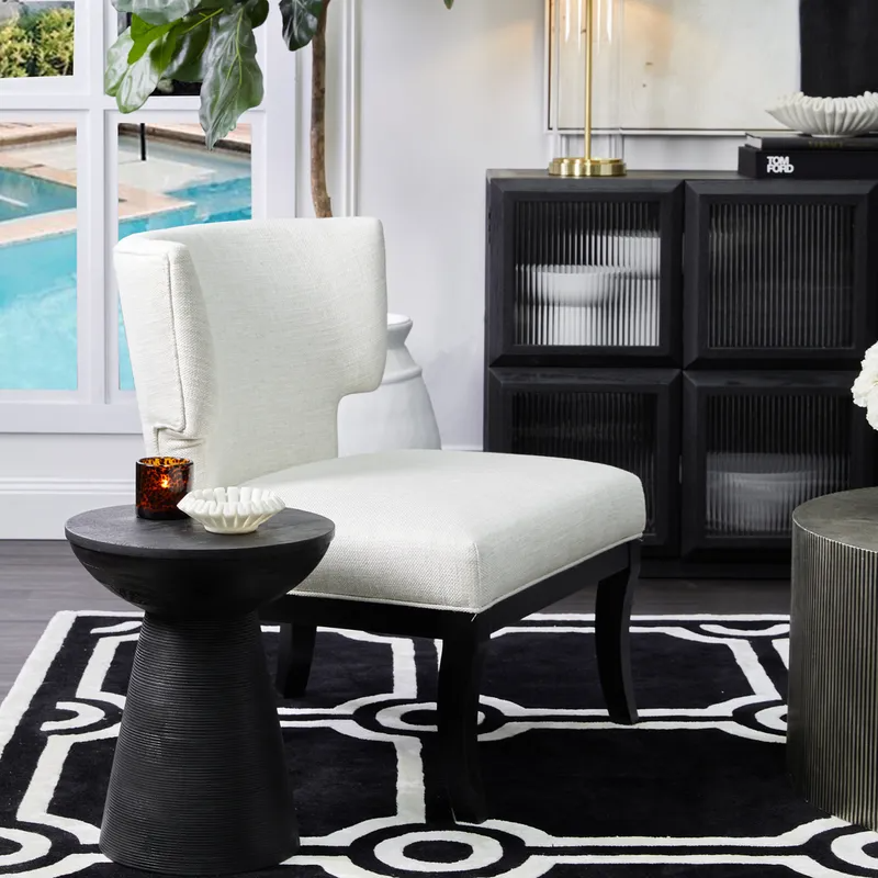 Cayman Mango Wood Side Table Black, 37.5cm Dia x 46cm H (RRP $847) - Image 2
